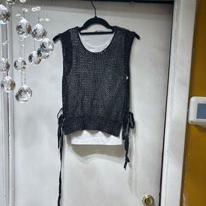 Zara Black Knit Tank with Side Ties